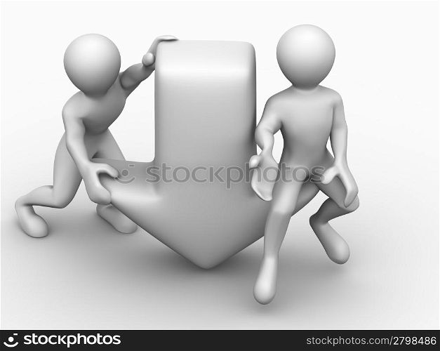 Two men with symbol Download. 3d