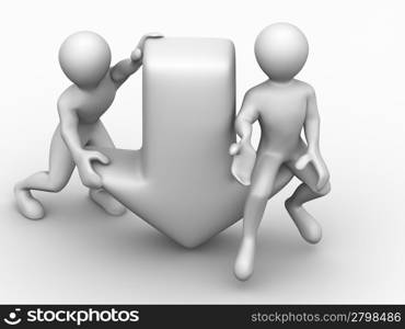 Two men with symbol Download. 3d