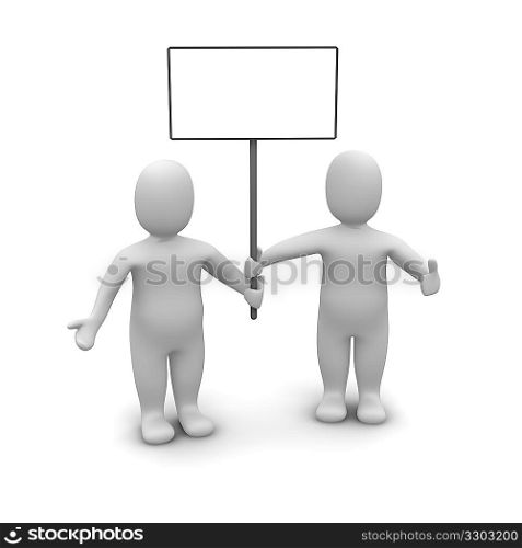 Two mens holding poster