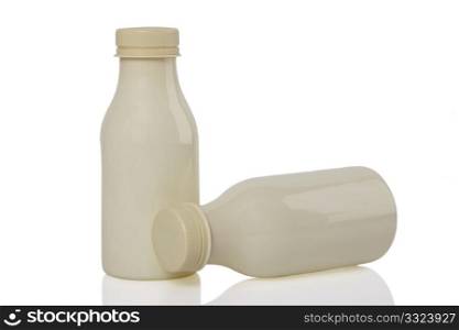 two milk bottle isolated on white background