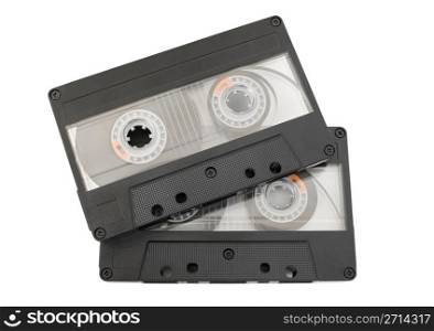 Two music tapes isolated on white