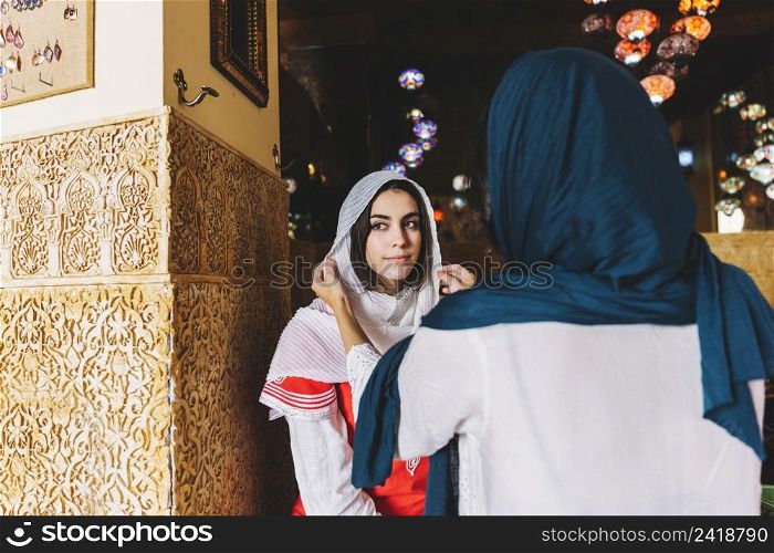 two muslim women street