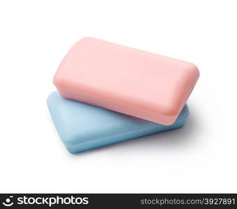 Two new Soap Bars on white background. with clipping path