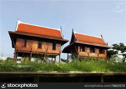 two not expensive dwelling of Thais in rural areas of Thailand