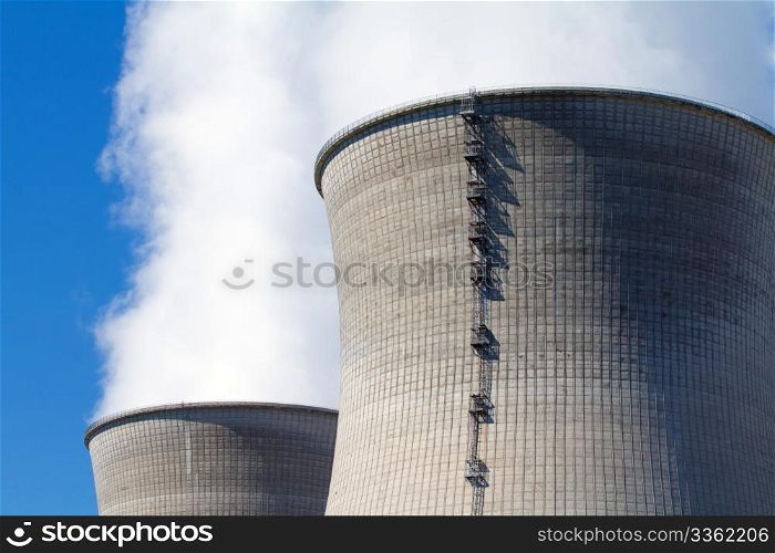 two nuclear power station chimneys