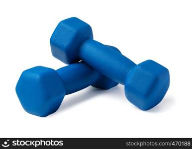 Two of dumbbells Isolated on white background. Two of dumbbells