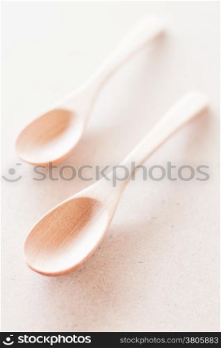 Two of new wooden spoons, stock photo