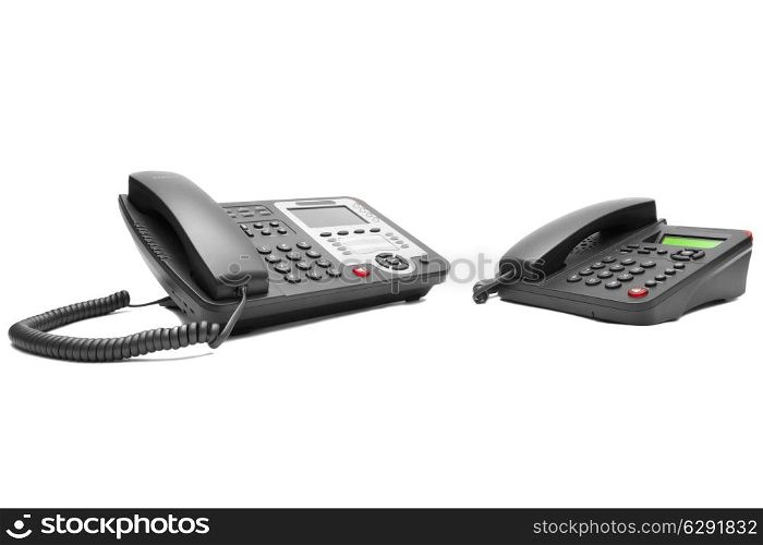 Two office phone isolated on white background