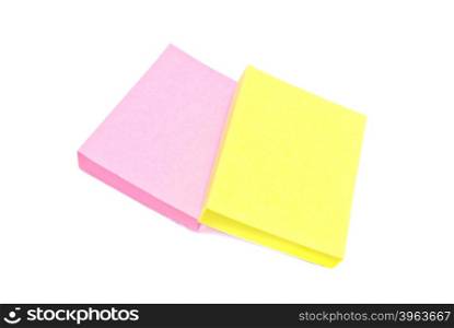 two office sticky notes on white