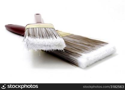 Two paint brushes with great detail in top bristles. Shallow dof.