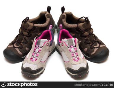 two pairs of trekking shoes. For father and child