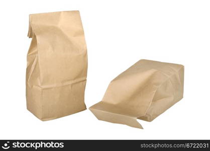 two paper bag isolated on white background