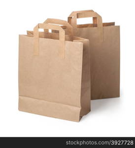 Two paper shopping bag on white with clipping path