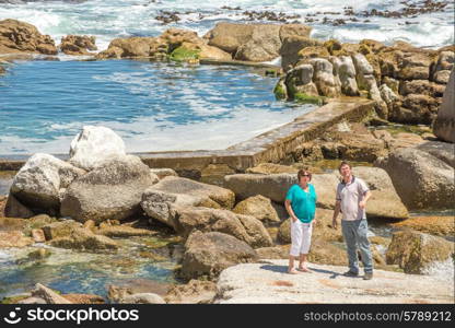 Two people by the tidal pool
