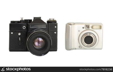 Two photocameras - vintage and modern