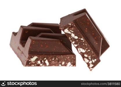 Two pieces of chocolate isolated on white