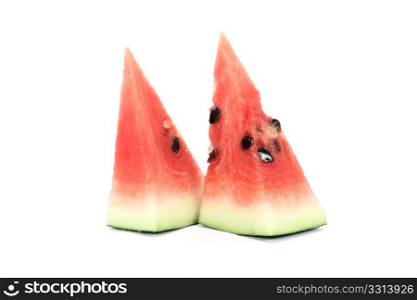 Two pieces of water melon isolated on white