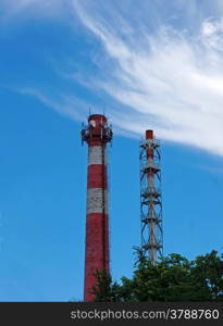 Two pipe plant on blue sky background