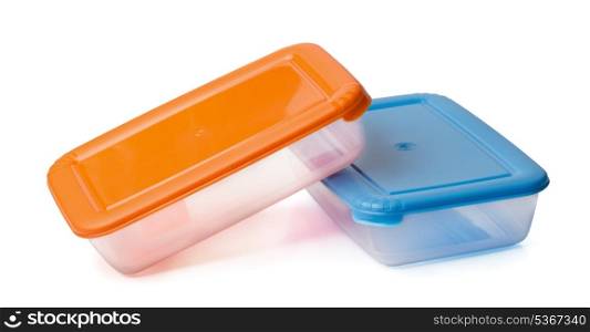 Two plastic food containers isolated on white