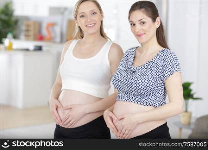 two pregnant women looking at camera