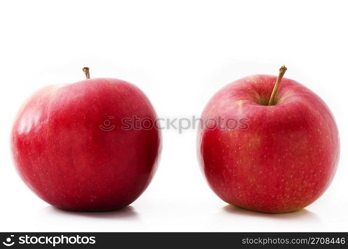 two red apples. two red apples isolated on white background