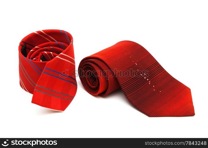 two red necktie on a white background