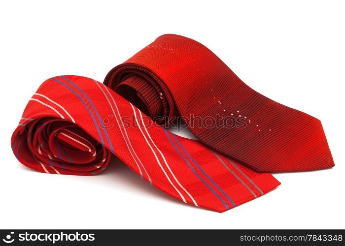 two red necktie on a white background