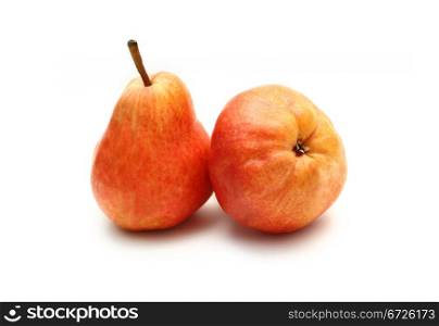 Two red pears isolated on white background