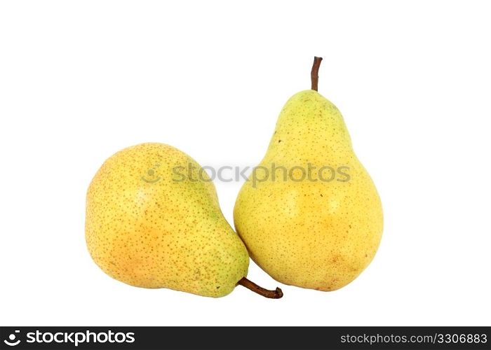 Two ripe fresh yellow pear, isolated on white