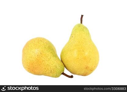 Two ripe fresh yellow pear, isolated on white