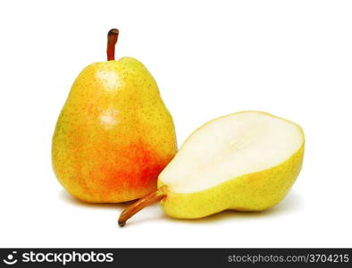 Two ripe pear isolated on white background