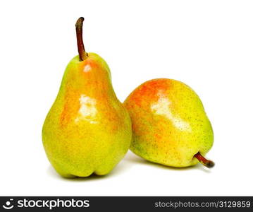 Two ripe pears isolated on a white background