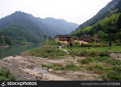 Two rivers and tourist center in Dajun town in China
