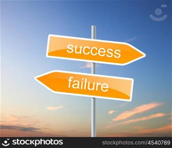 two road signs with words success and failure