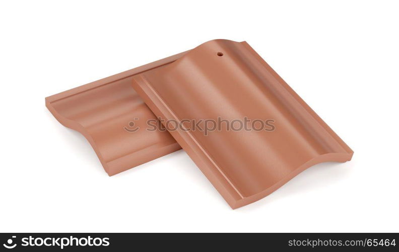 Two roof tiles on white background