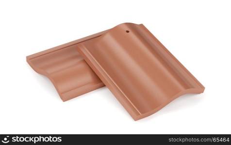 Two roof tiles on white background