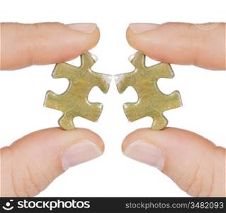 Two same pieces of puzzle that do not fit isolated over white