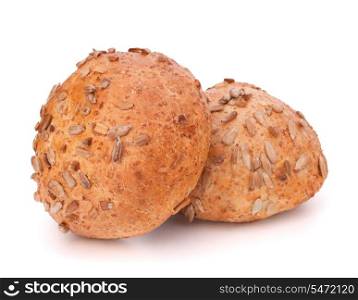 Two sandwich bun with sunflower seeds isolated on white background