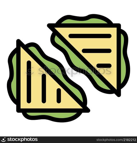 Two sandwiches icon. Outline two sandwiches vector icon color flat isolated. Two sandwiches icon color outline vector