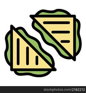 Two sandwiches icon. Outline two sandwiches vector icon color flat isolated. Two sandwiches icon color outline vector