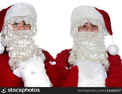 Two santa claus a over white background
