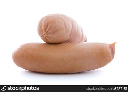 two sausages isolated on a white background
