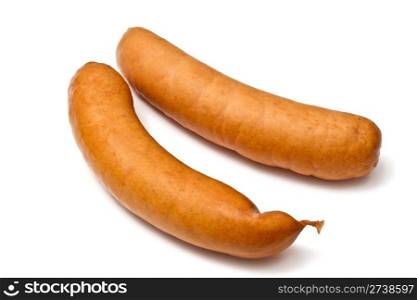 Two sausages isolated on white background