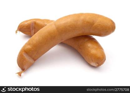 Two sausages isolated on white background