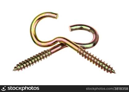 Two screws with loops isolated over white background&#xA;