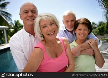 two senior couples on vacation