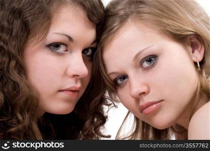Two sexy beauty young women. Isolated 2