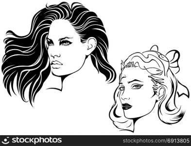 Two Sketches of Female Face
