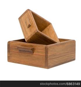 Two small wooden boxes for small items on white background.