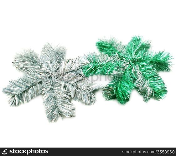 Two sparcle snowflakes isolated on a white background